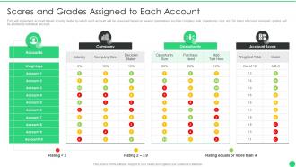 Managing b2b marketing scores and grades assigned to each account