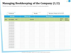 Managing bookkeeping of the company m2845 ppt powerpoint presentation file icons