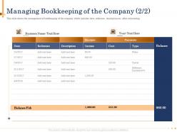 Managing bookkeeping of the company n492 powerpoint presentation display