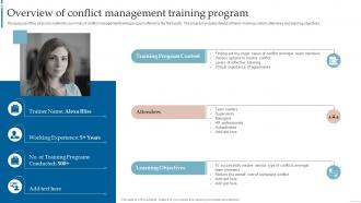 Managing Interpersonal Conflict Overview Of Conflict Management Training Program