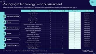Managing It Technology Vendor Assessment Blueprint Develop Information It Roadmap Strategy Ss