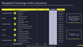 Managing IT Technology Vendor Assessment Develop Business Aligned IT Strategy