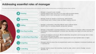 Managing Life At Workplace Addressing Essential Roles Of Manager