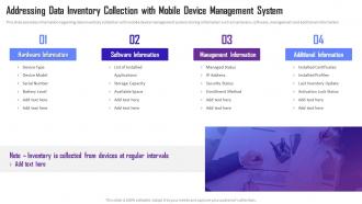 Managing Mobile Device Solutions Addressing Data Inventory Collection With Mobile Device Management