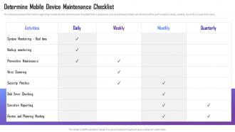 Managing Mobile Device Solutions For Workforce Determine Mobile Device Maintenance Checklist