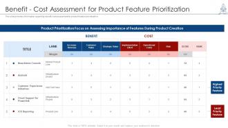 Managing product launch benefit cost assessment for product feature prioritization