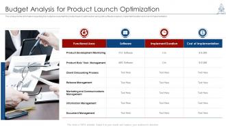 Managing product launch budget analysis product launch optimization