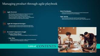 Managing Product Through Agile Playbook Table Of Contents Ppt Slides Icons