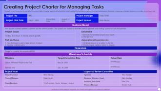 Managing Project Lifecyle Process Creating Project Charter For Managing Tasks