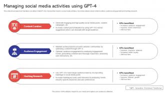 Managing Social Media Activities Capabilities And Use Cases Of GPT4 ChatGPT SS V