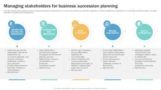 Managing Stakeholders For Business Succession Planning Guide To Ensure Business Strategy SS