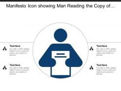 Manifesto icon showing man reading the copy of statement