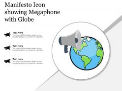 Manifesto icon showing megaphone with globe