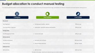 Manual Testing Strategies For Quality Budget Allocation To Conduct Manual Testing