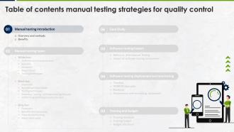 Manual Testing Strategies For Quality Control For Table Of Contents