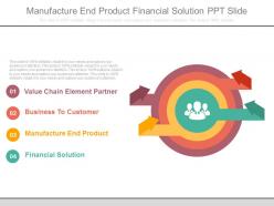 Manufacture end product financial solution ppt slide