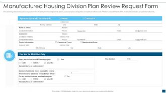 Manufactured Housing Division Plan Review Request Form