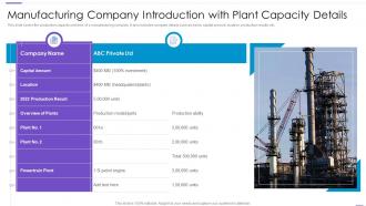 Manufacturing Company Introduction With Plant Capacity Details