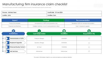Manufacturing Firm Insurance Claim Checklist