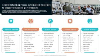 Manufacturing Process Automation Strategies To Improve Business Performance