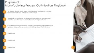 Manufacturing Process Optimization Playbook Powerpoint Presentation Slides
