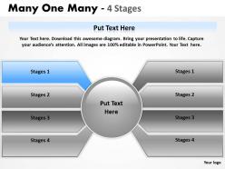 67743948 style linear many-1-many 4 piece powerpoint template diagram graphic slide
