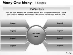 67743948 style linear many-1-many 4 piece powerpoint template diagram graphic slide