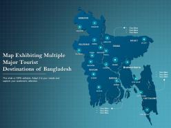 Map exhibiting multiple major tourist destinations of bangladesh
