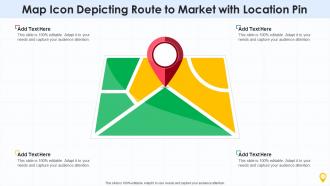 Map icon depicting route to market with location pin