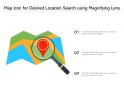 Map icon for desired location search using magnifying lens