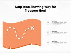 Map icon showing way for treasure hunt