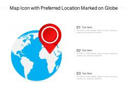 Map icon with preferred location marked on globe