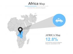Map of africa with vehicle percentage icons powerpoint slides