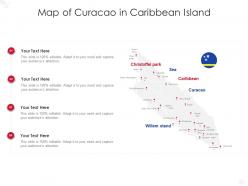 Map of curacao in caribbean island