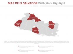 Map of el salvador with state highlight powerpoint slides