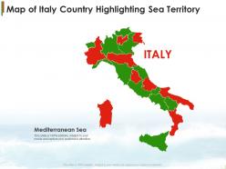 Map of italy country highlighting sea territory