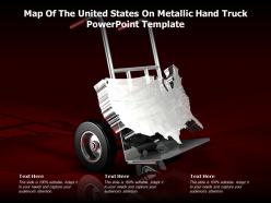Map of the united states on metallic hand truck powerpoint template