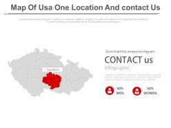 Map of usa with one location and contact us powerpoint slides