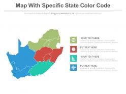 Map with specific state color code and icons powerpoint slides
