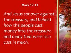 Mark 12 41 many rich people threw in large powerpoint church sermon
