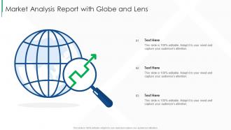 Market analysis report with globe and lens