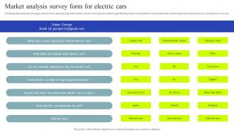 Market Analysis Survey Form For Electric Cars Survey SS