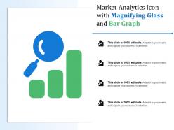 Market analytics icon with magnifying glass and bar graph