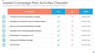 Market campaign plan activities checklist