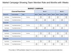 Market campaign showing team member role and months with weeks