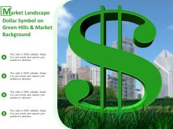 Market landscape dollar symbol on green hills and market background