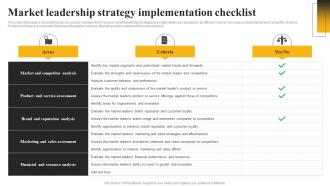 Market Leadership Strategy Implementation Checklist Market Leadership Mastery Strategy SS