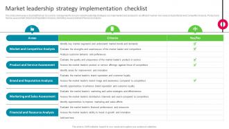 Market Leadership Strategy Implementation Checklist The Ultimate Market Leader Strategy SS