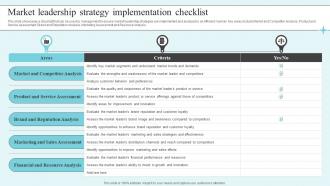 Market Leadership Strategy Implementation The Market Leaders Guide To Dominating Your Industry Strategy SS V