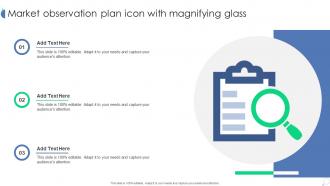 Market Observation Plan Icon With Magnifying Glass